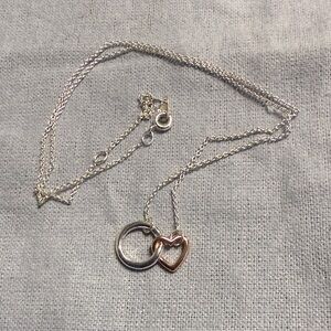 JCPenney Silver and Gold Heart Necklace, 21cm chain